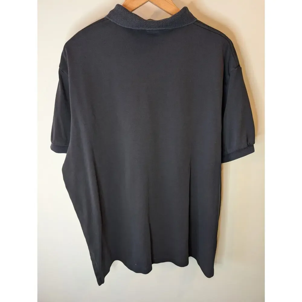 Polo Ralph Lauren Black Pique Polo Shirt Red Pony Emblem Men's XL Cotton